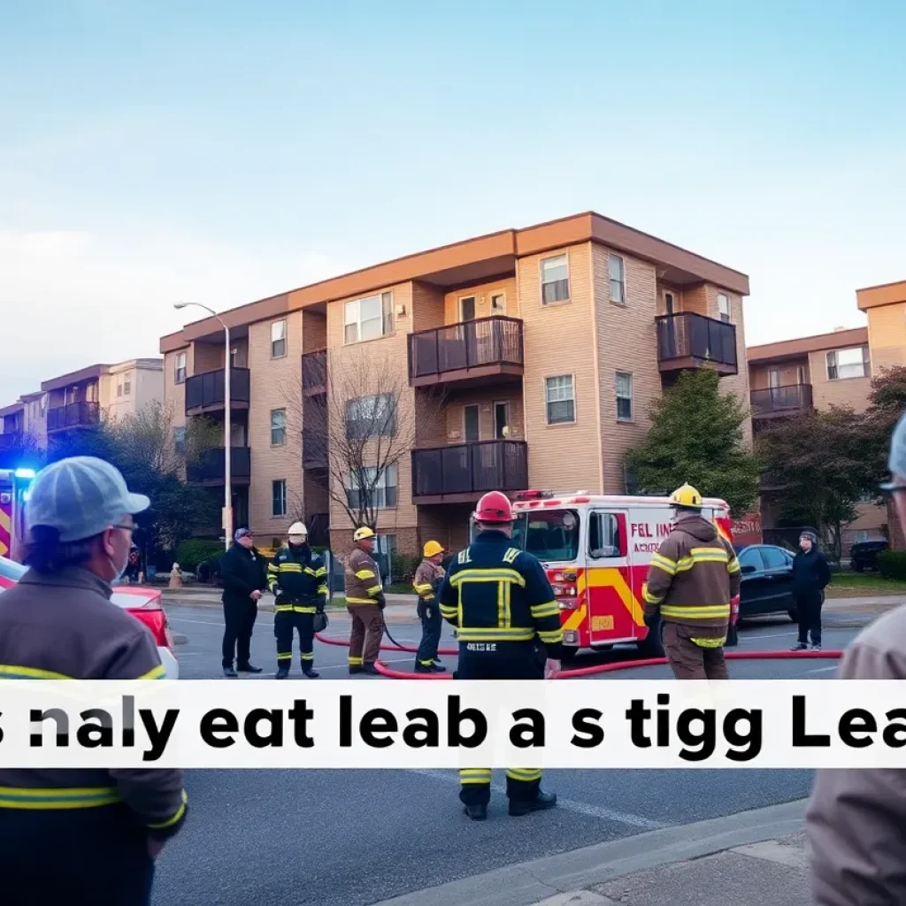 Emergency responders at the scene of a gas leak in residential apartments
