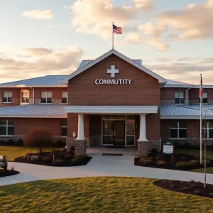 Exterior view of Georgetown Community Hospital with rural background.