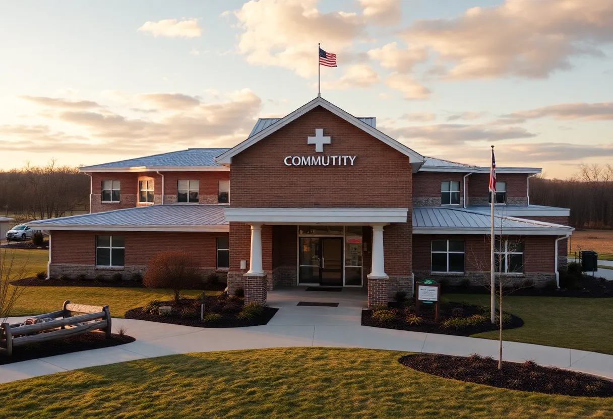 Exterior view of Georgetown Community Hospital with rural background.