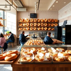 Interior of Great Bagel & Bakery with bagels and baked goods