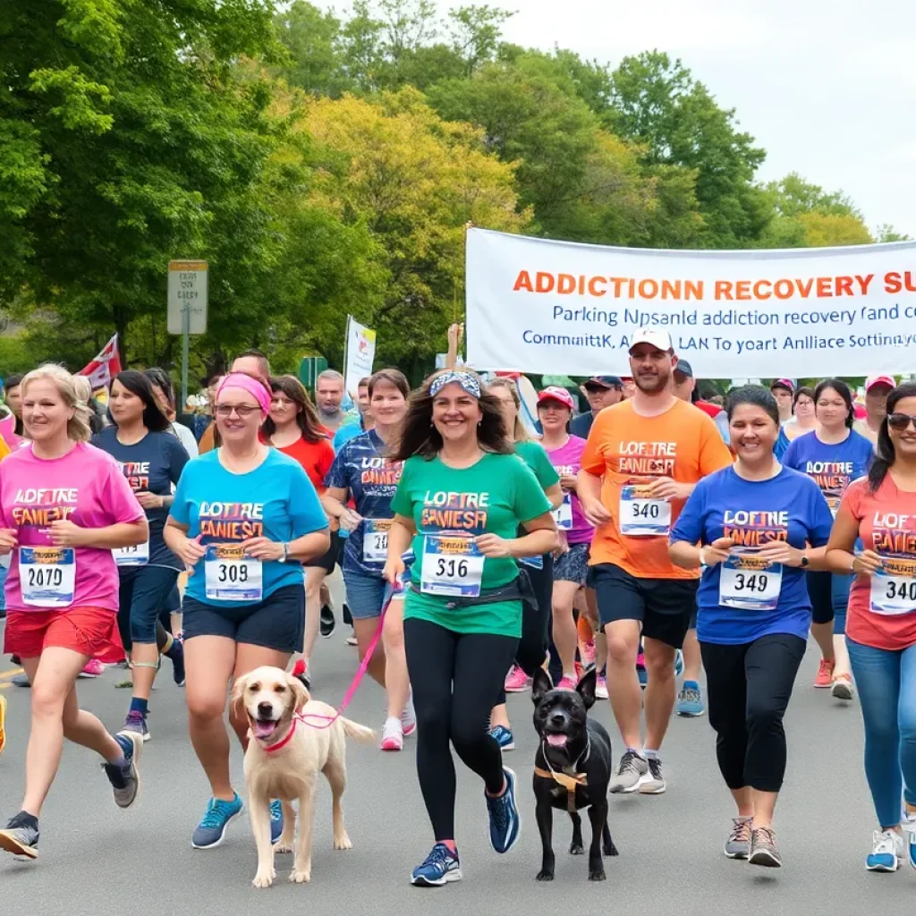 Participants celebrating at the Hope and Healing 5K event