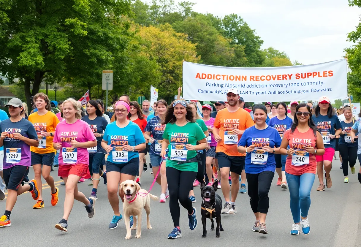 Participants celebrating at the Hope and Healing 5K event
