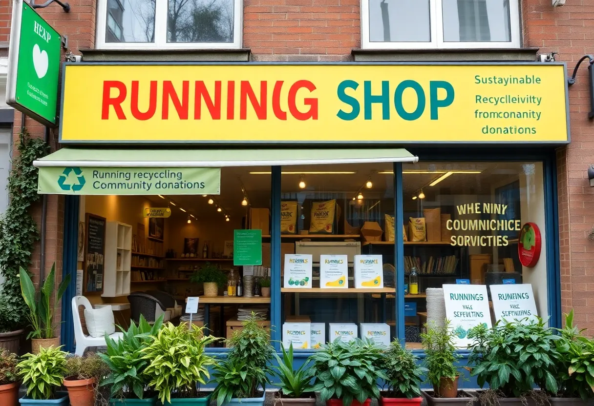 Environmentally friendly running shop promoting sustainability and community donations