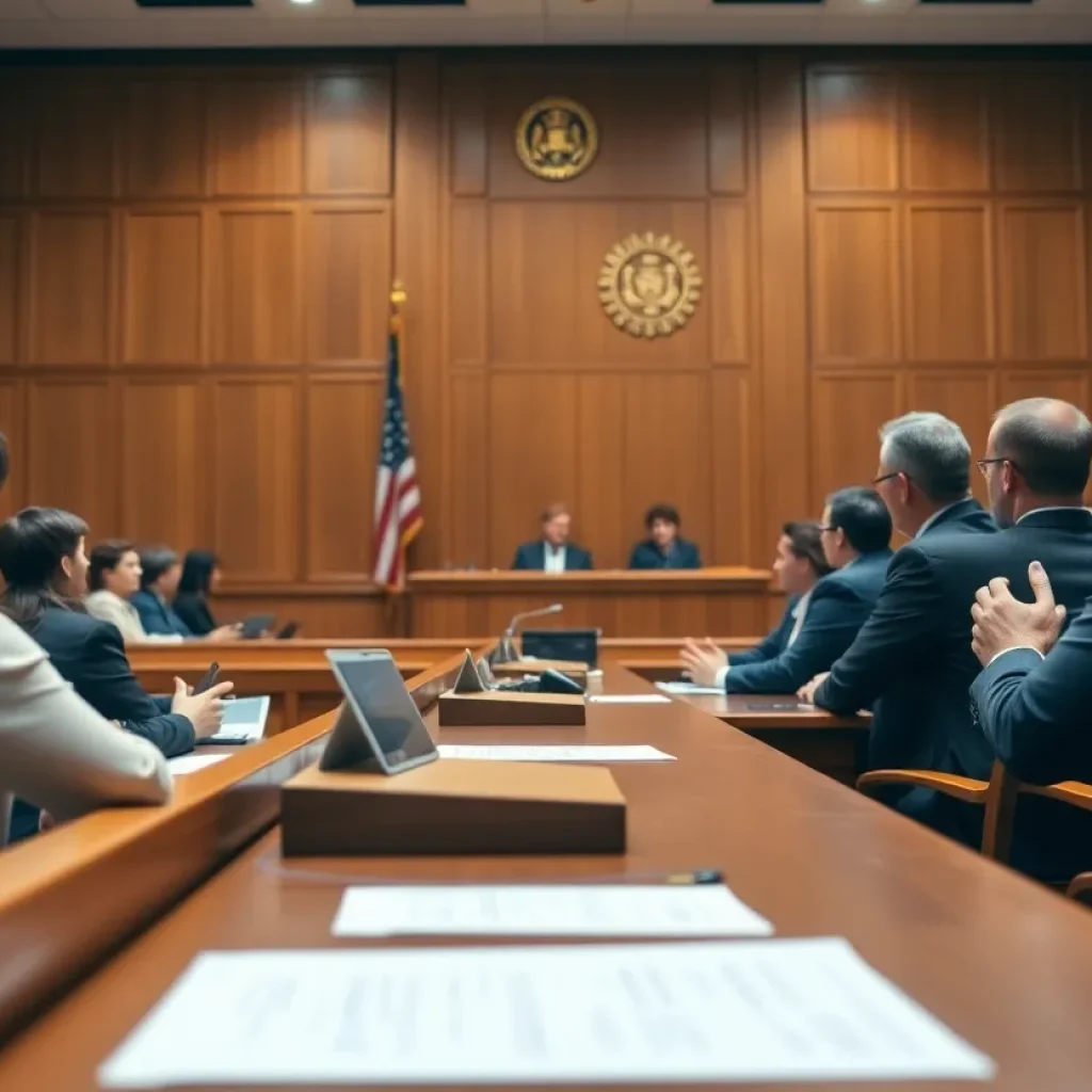 Courtroom scene highlighting jury deliberation and verdict.