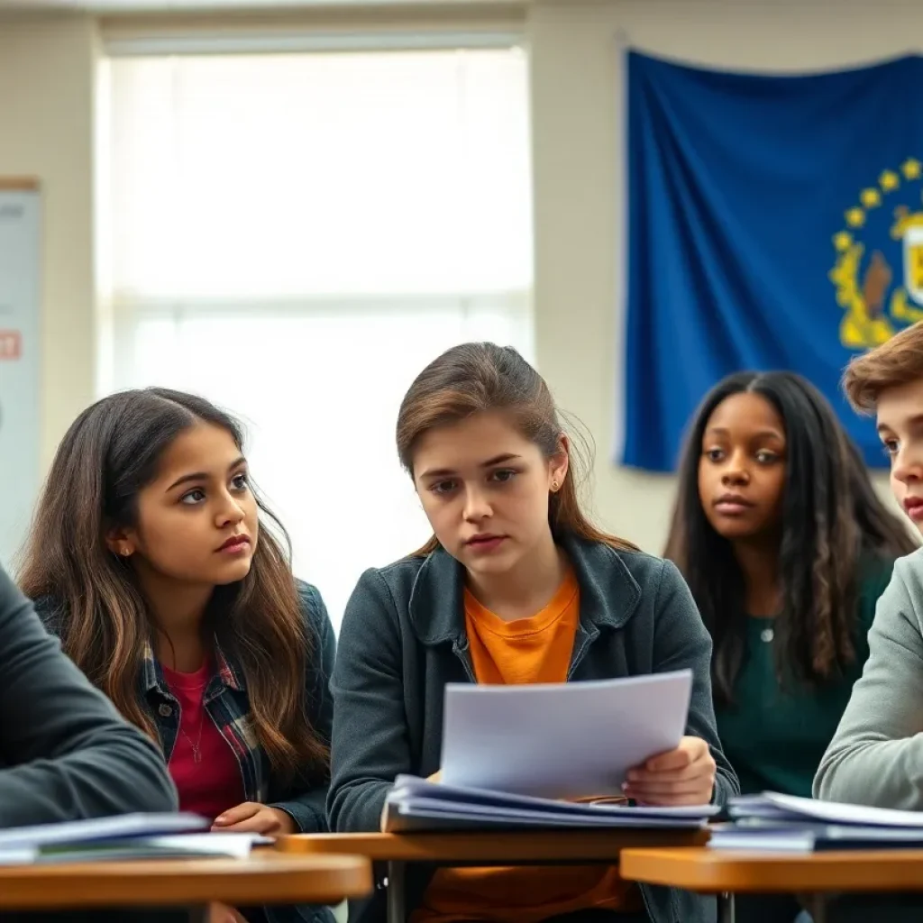 Diverse students in a classroom in Kentucky looking at educational materials