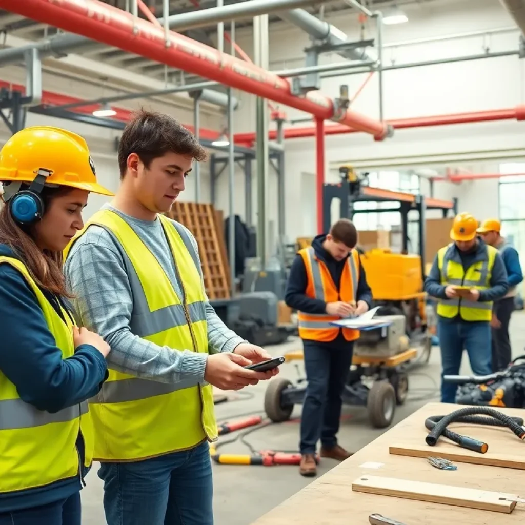 Students learning about utility safety management in a classroom environment