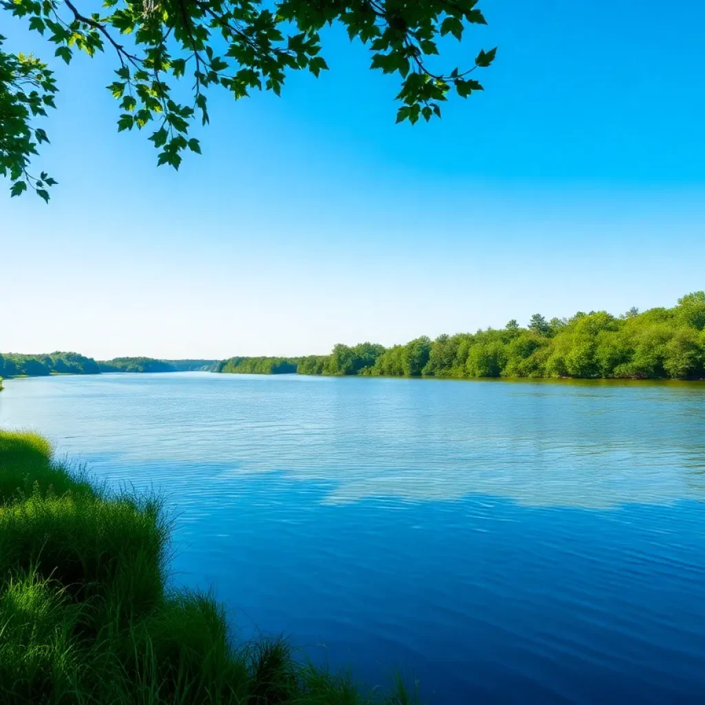 A clear and beautiful waterway in Kentucky surrounded by greenery.