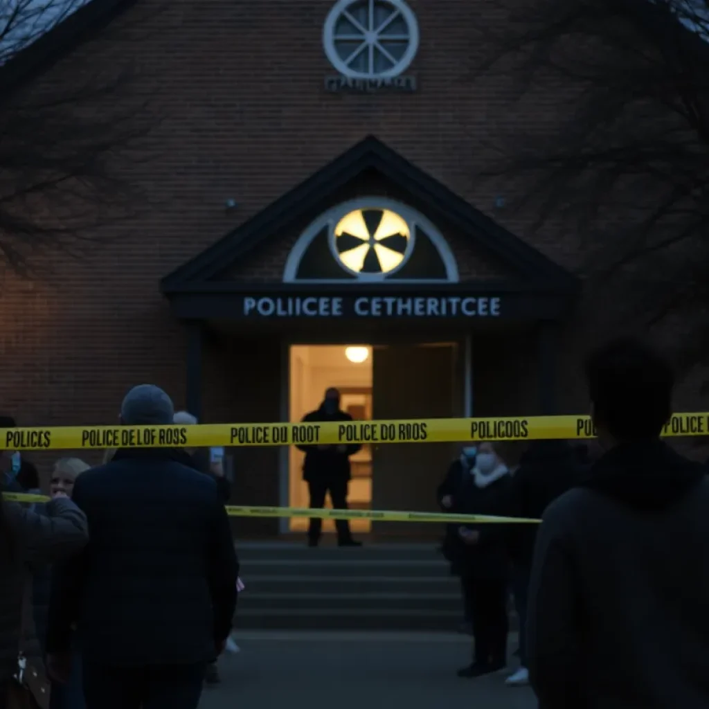 Police activity outside a church following a shooting incident in Lexington