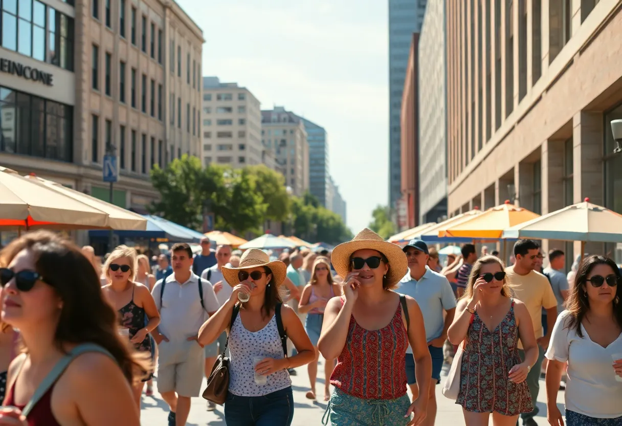People enjoying summer under extreme heat in Lexington