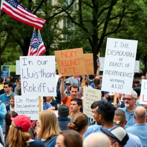 Participants at the Lexington No Kings Rally advocating for democracy.