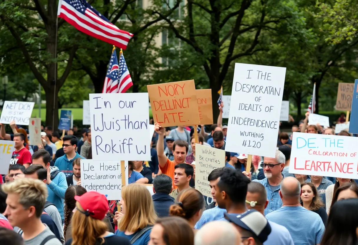 Participants at the Lexington No Kings Rally advocating for democracy.
