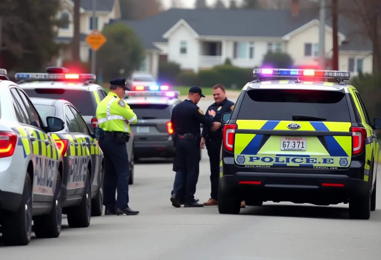 Police officers arresting a suspect in Lexington