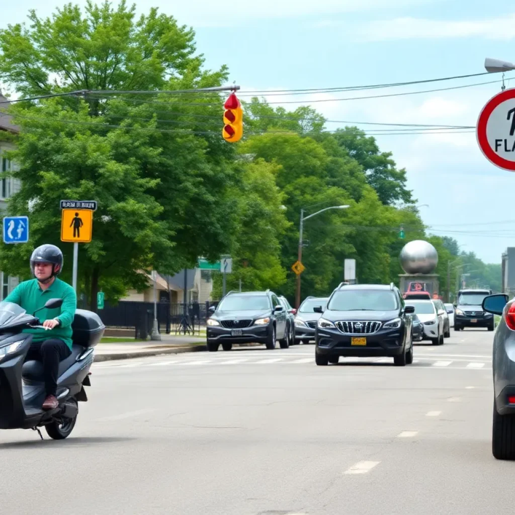 Traffic safety signs on a Lexington road