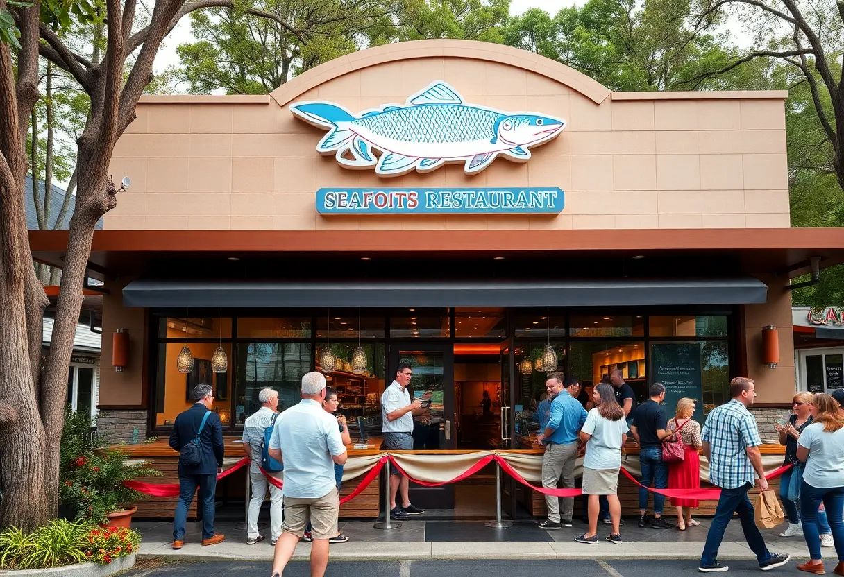 Exterior view of Long John Silver's restaurant in Nicholasville during grand opening.