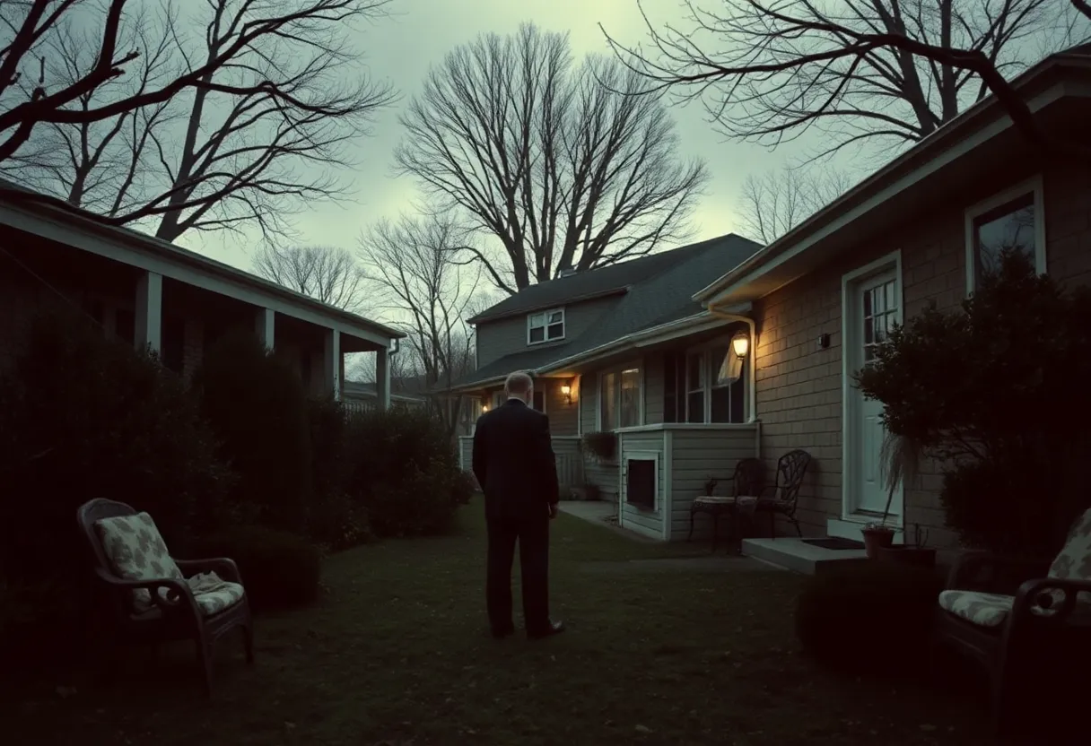 Vintage suburban household scene illustrating 1965 mystery