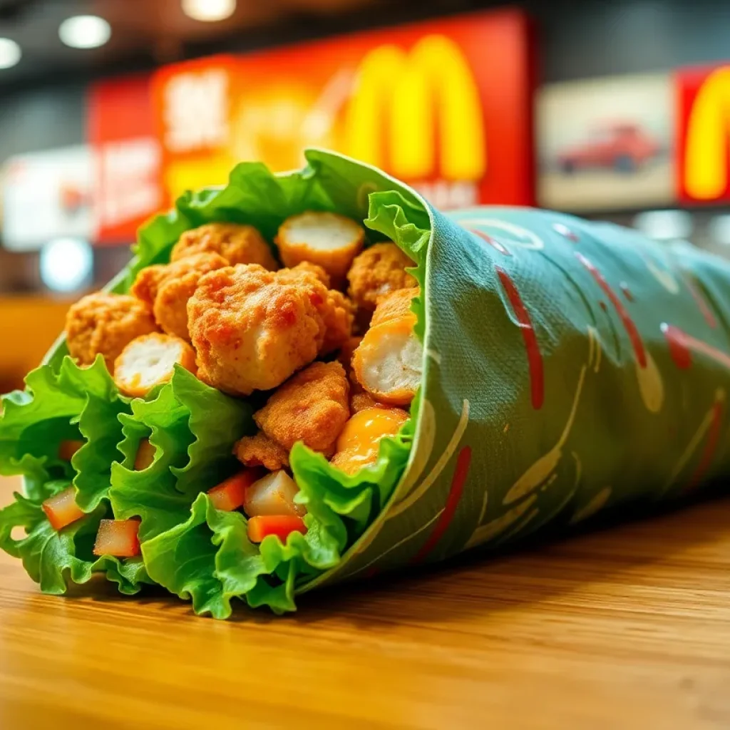 Delicious McDonald's Snack Wrap with chicken and fresh vegetables