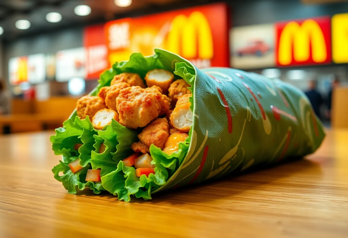 Delicious McDonald's Snack Wrap with chicken and fresh vegetables