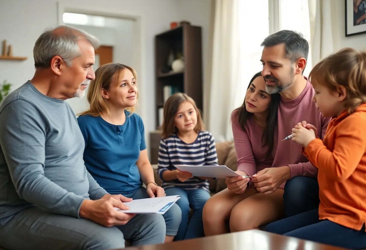 Family discussing health care in relation to measles vaccination
