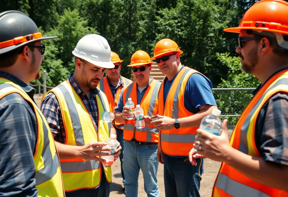 Outdoor workers implementing safety measures during extreme heat in Kentucky