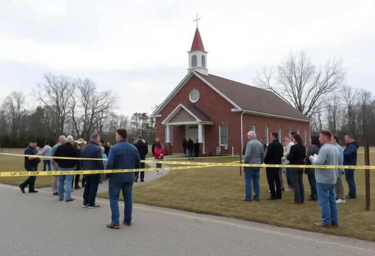 Scene outside Richmond Road Baptist Church after shooting incident