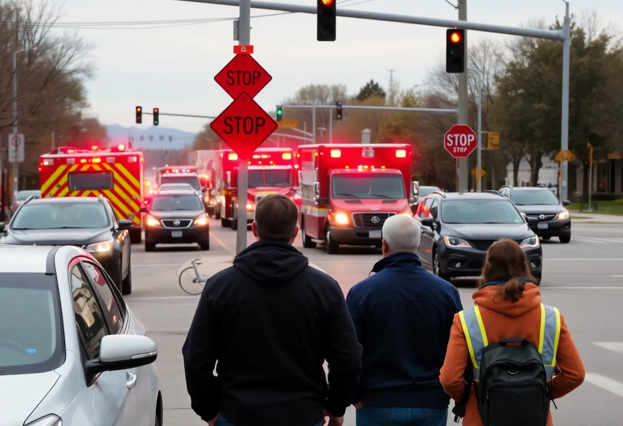 Emergency vehicles at a traffic incident in Lexington KY