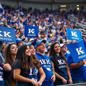 Enthusiastic fans supporting UK Athletics at a sports event