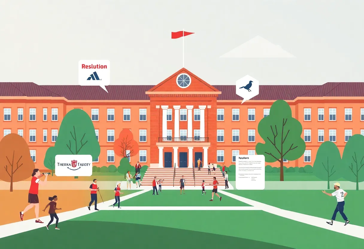 Illustration representing centralized NIL deals in collegiate sports