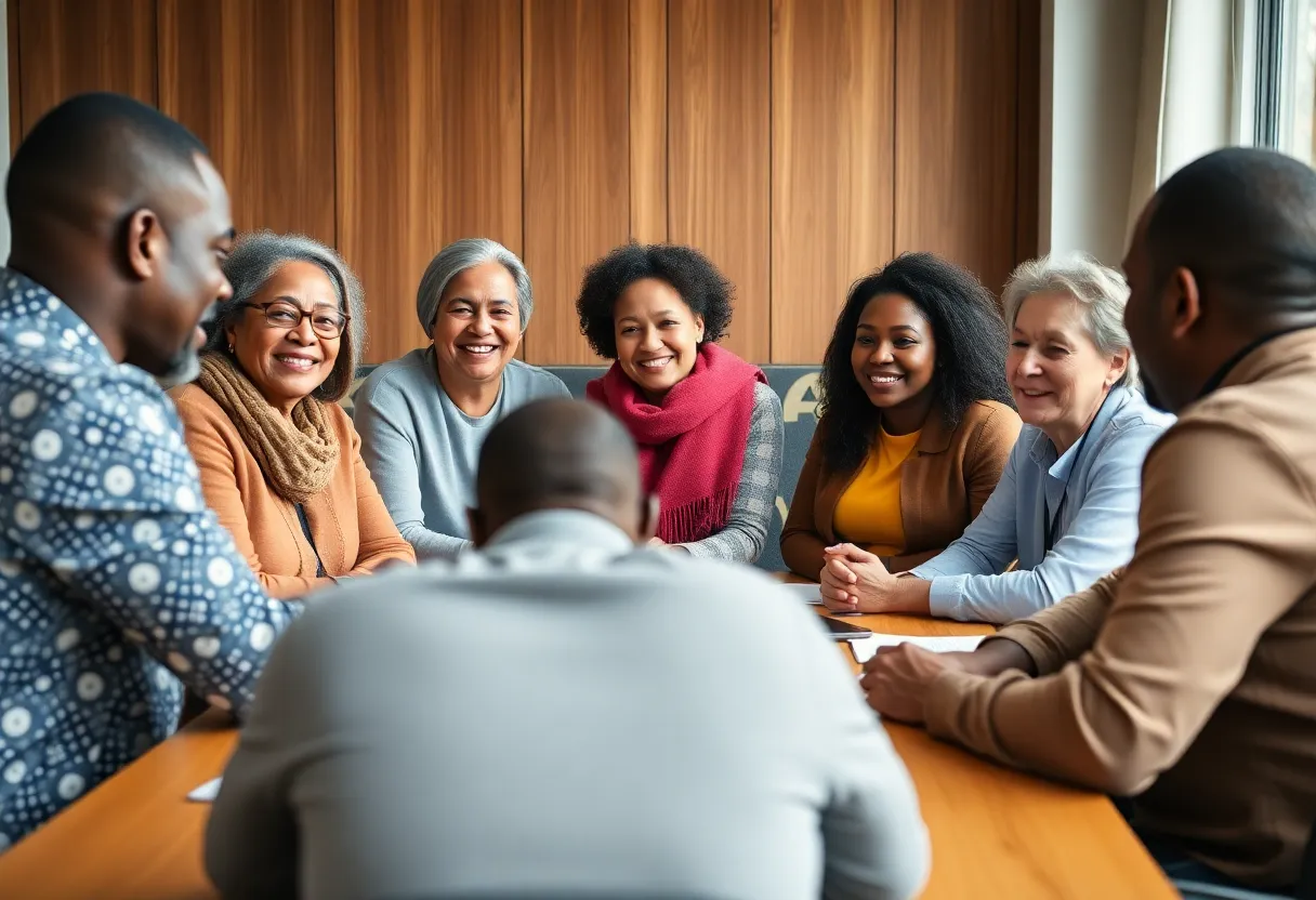 Community leaders discussing strategies for community empowerment