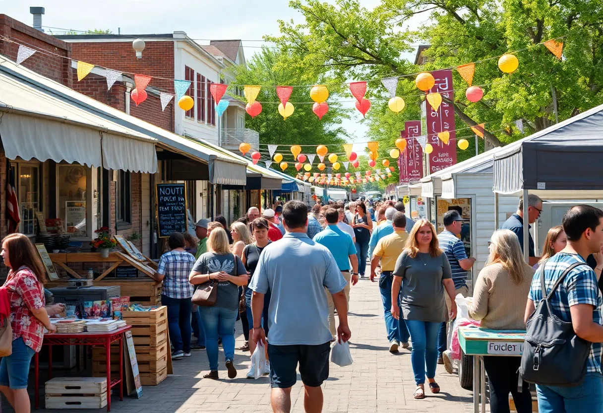 Community members participating in a celebration event showcasing local businesses in Lexington.