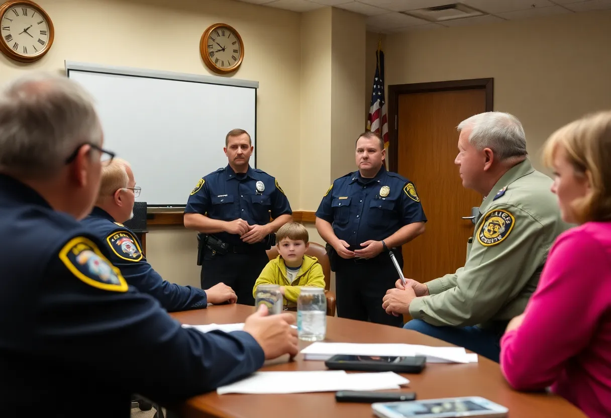 Community members gathered at a police meeting focused on child safety.