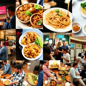 People dining together at local restaurants for a fundraiser