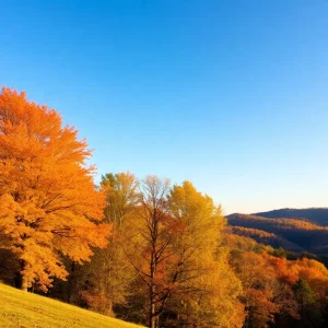 Scenic view of Central Kentucky in early fall with changing leaves