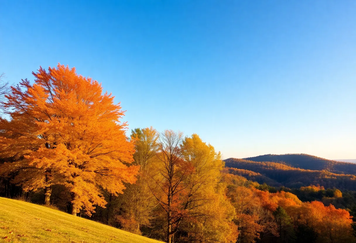 Scenic view of Central Kentucky in early fall with changing leaves