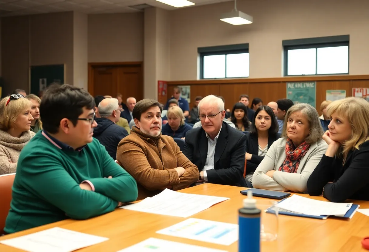 Community meeting discussing Fayette County budget shortfall