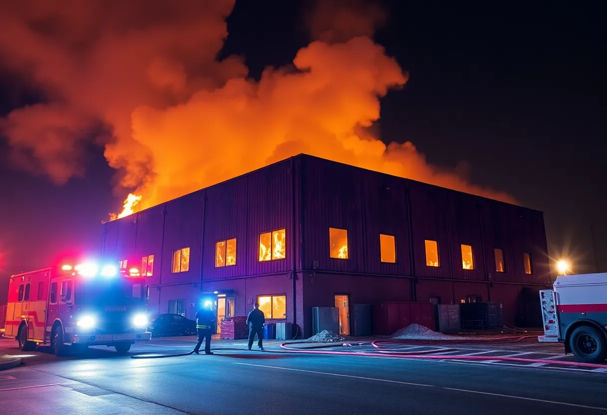 Firefighters responding to a blaze at Don Franklin Hyundai dealership in Lexington
