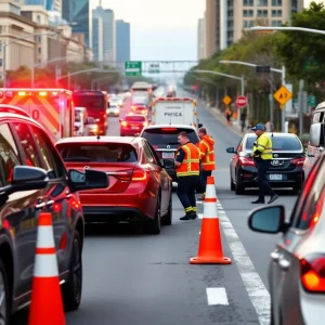 Emergency responders at the site of a four-vehicle crash on Winchester Road in Lexington.
