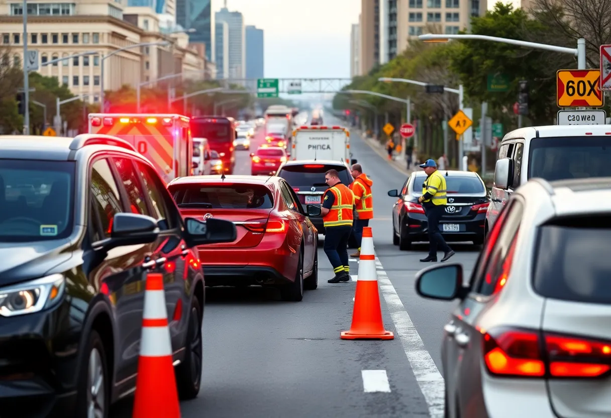 Emergency responders at the site of a four-vehicle crash on Winchester Road in Lexington.