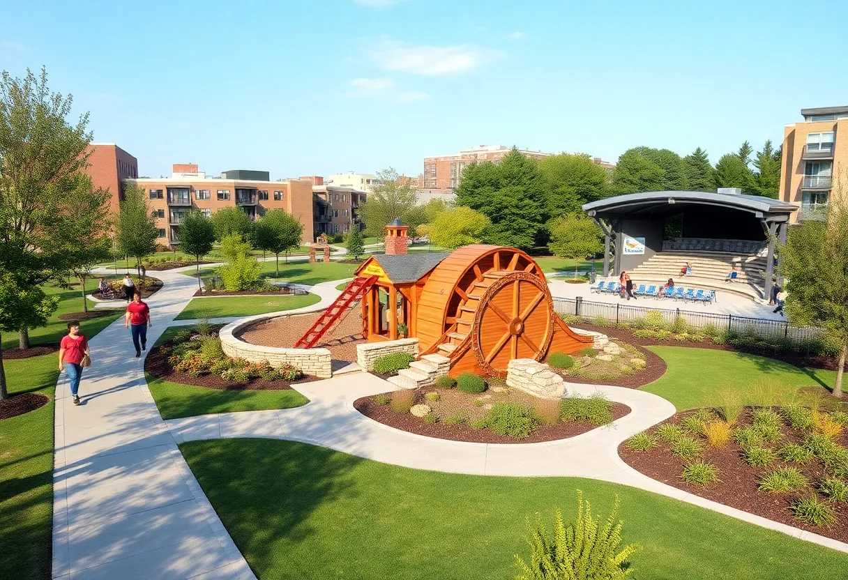 Gatton Park with playground, walking paths and amphitheater in downtown Lexington