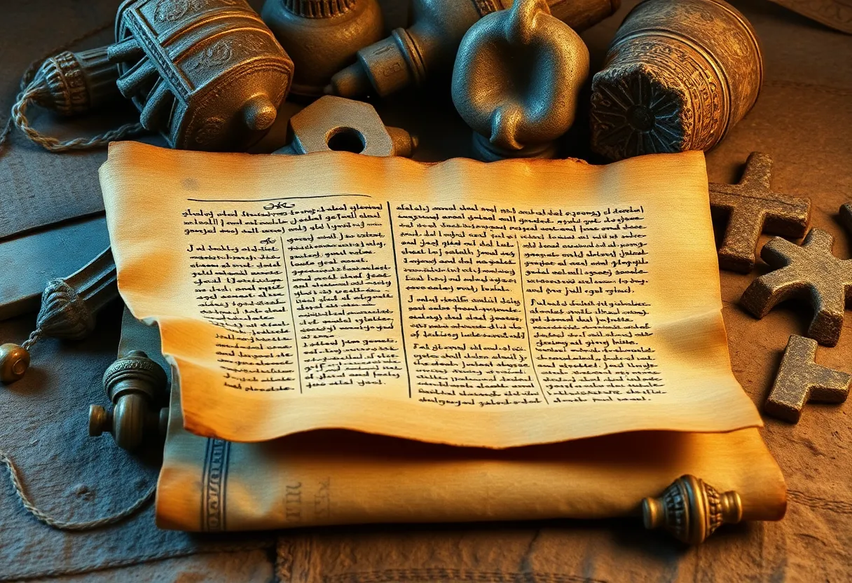 Illustration of ancient Herculaneum scrolls with inscriptions