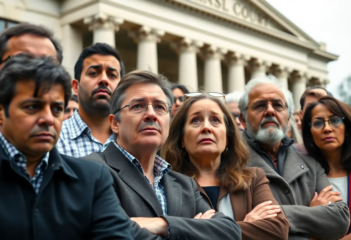 Homeowners expressing their concerns at the bankruptcy court