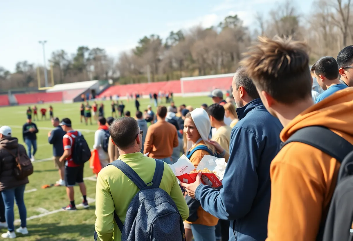 Fans attending Kentucky Football Fan Day at Joe Craft Training Center