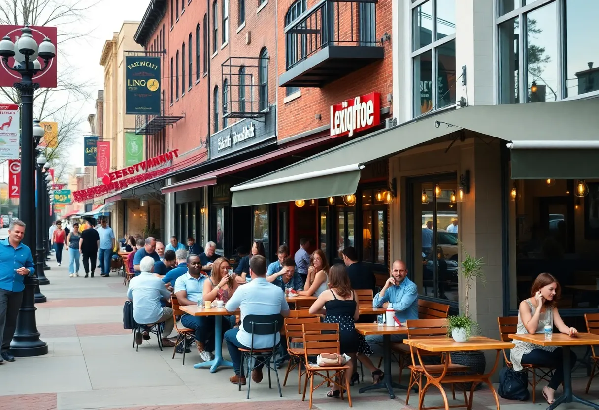 Street view of new eateries in Lexington, Kentucky