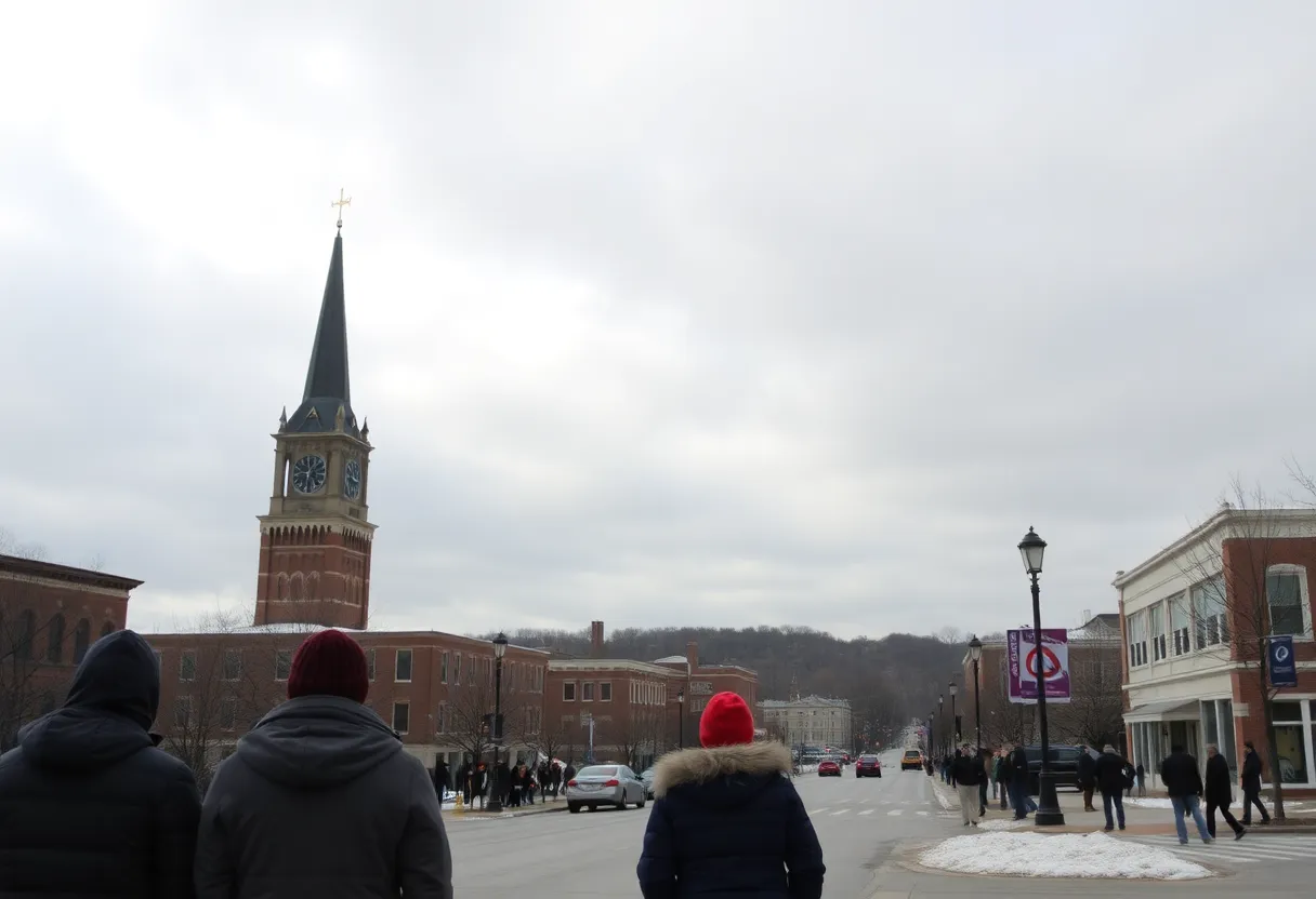 Overview of Lexington, Kentucky in cool temperatures with a hint of snow.