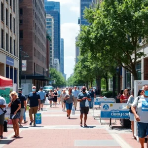 City officials assisting residents during a heat wave in Lexington.