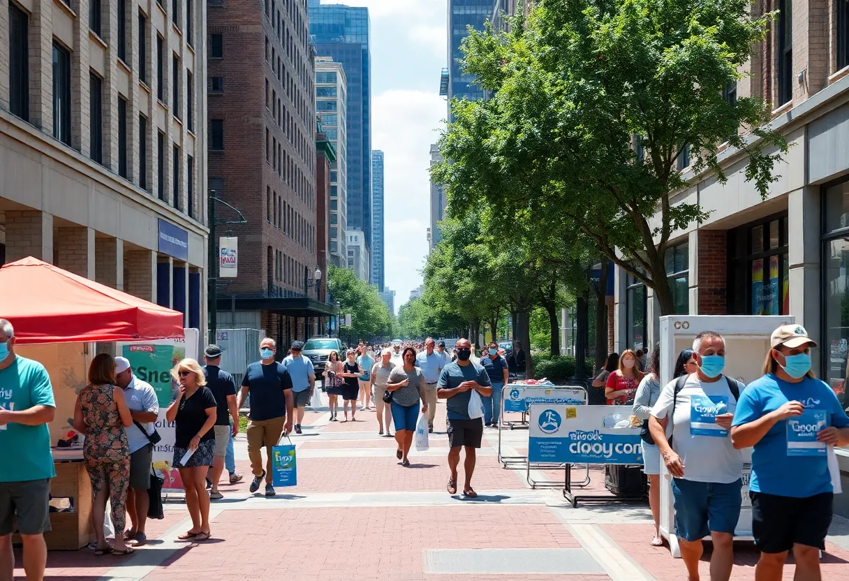 City officials assisting residents during a heat wave in Lexington.