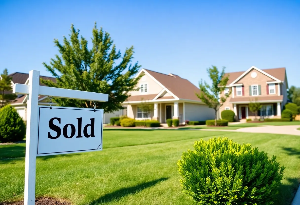 Suburban neighborhood in Lexington with houses for sale