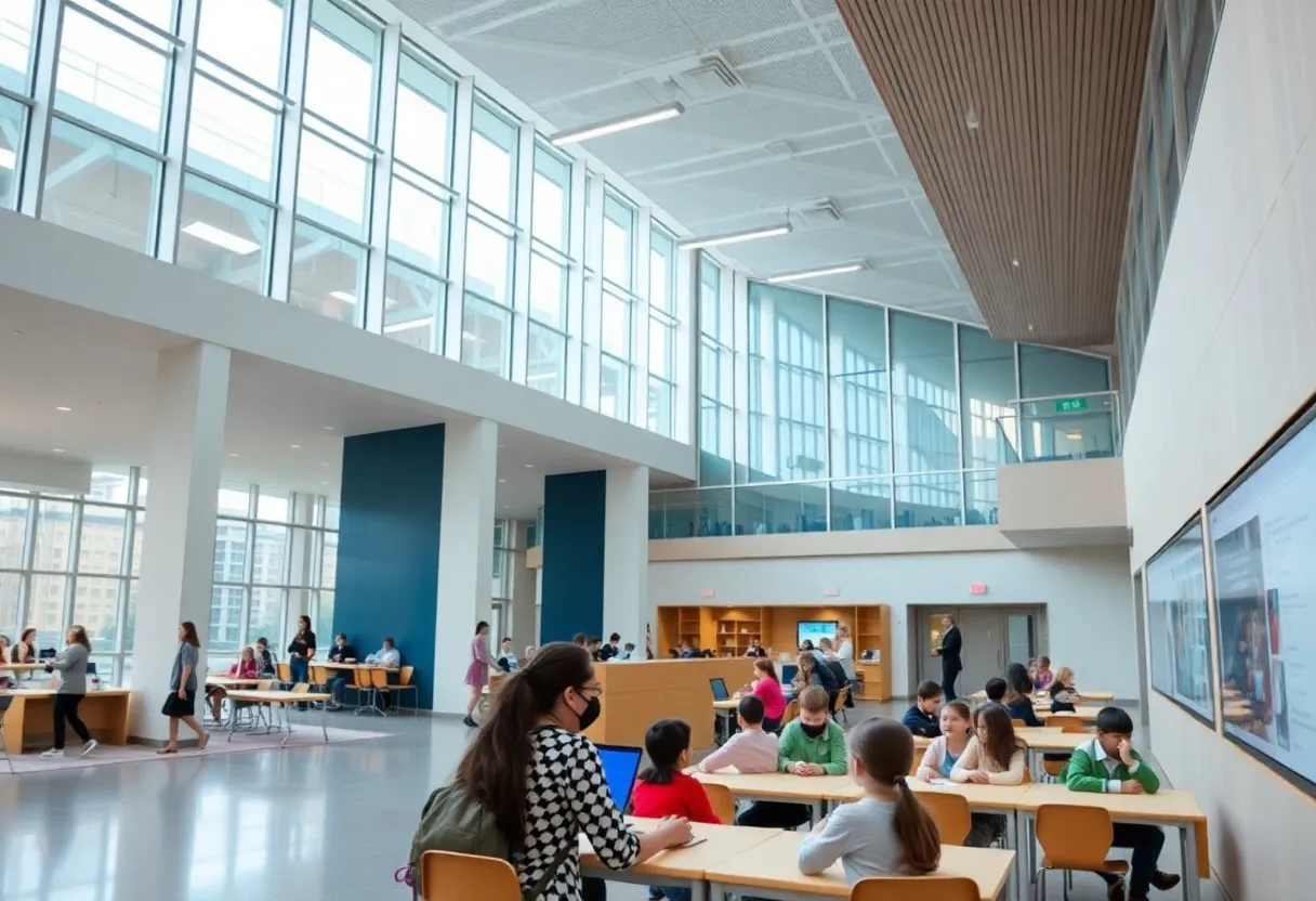Exterior view of Mary E. Britton Middle School, featuring modern architecture.