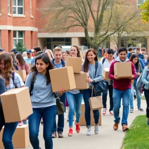 Students moving into residence halls at University of Kentucky