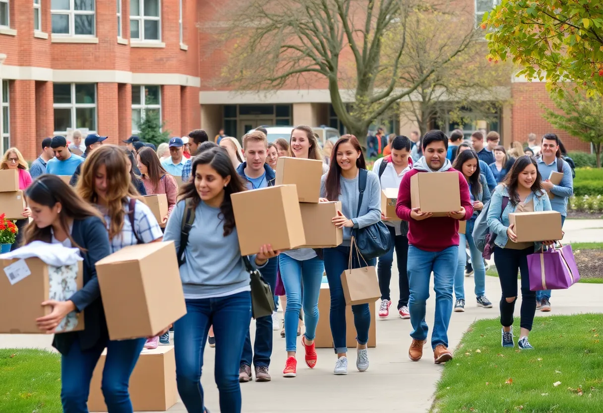 Students moving into residence halls at University of Kentucky