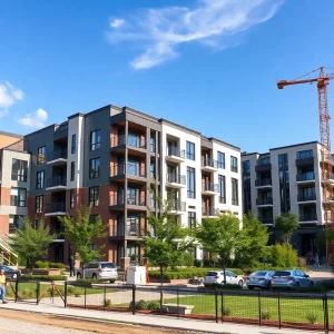 Construction site of the MXWL student housing complex at the University of Kentucky.
